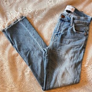 Current/Elliott Womens Jeans Size 23 Medium Wash Denim Skinny Jeans Raw Hem